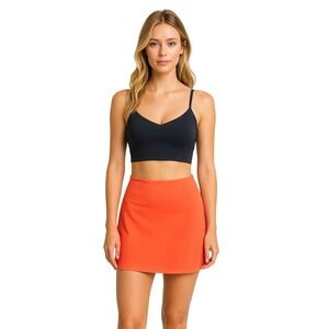 Girlfriend Collective Black Bra & Orange Skort Athletic Set XS NWT Gym Workout